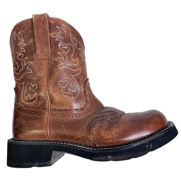 ARIAT Boots 9.5B Fatbaby Saddle Russet Rebel Dapper Western Leather Pull On - Picture 4 of 9